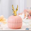 Deer Head Ceramic Candy Storage Box in white, pink, and black, perfect for home decor or gift storage