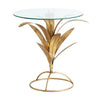 A chic corner serving table made of plywood construction, standing at 28 inches tall with a top diameter of 20 inches.